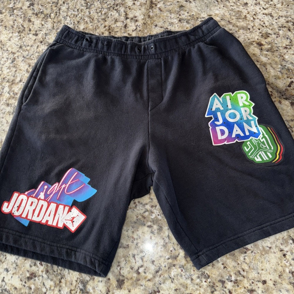 Nike Jordan Sticker Fleece Shorts Black‎ Men's L Rare Find. 4952